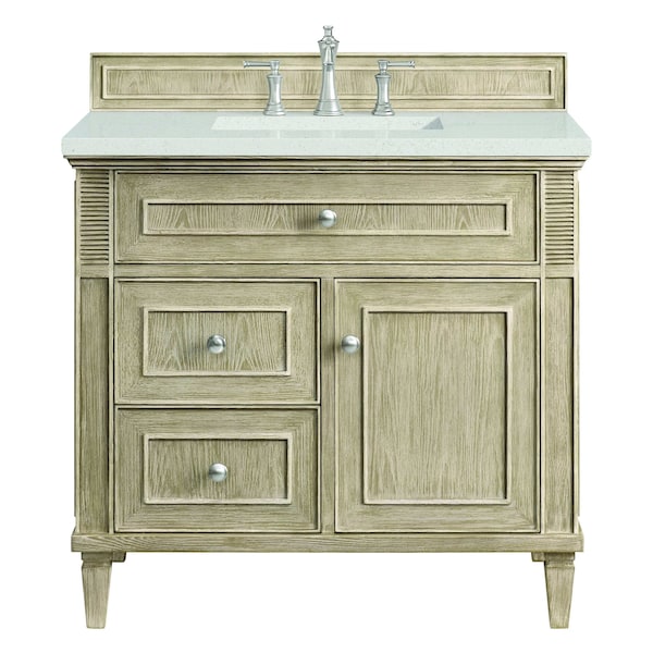 James Martin Vanities 36'' Single Vanity, Whitewashed Oak w/ 3 CM Lime Delight Quartz Top 424-V36-WWO-3LDL - main